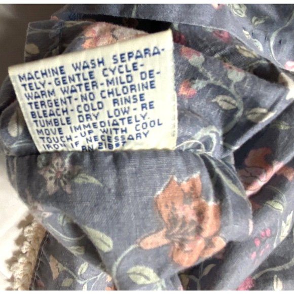 Vintage 70s Croscill Curtains Shams Set 6 Blue Gray Floral Lace Cottage Rare htf - Picture 6 of 6